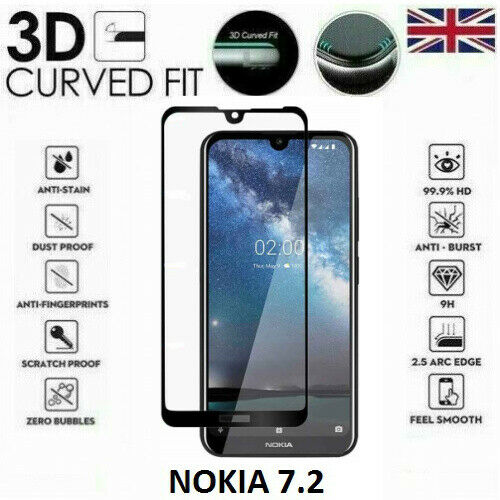 Miếng Kính Cường Lực Full Nokia 7.2 Hiệu Glass Giá Rẻ ôm sát vào màn hình máy bao gồm cả phần viền màn hình, bám sát tỉ mỉ từng chi tiết nhỏ